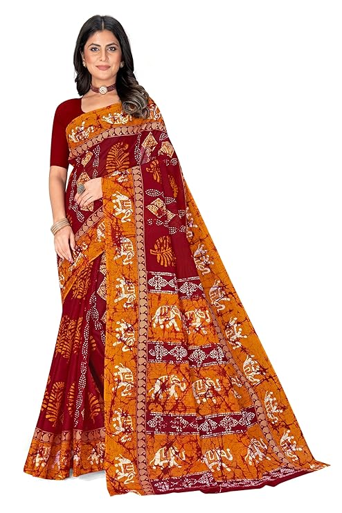 Printed Pure Cotton Mulmul Saree Without Blouse Piece