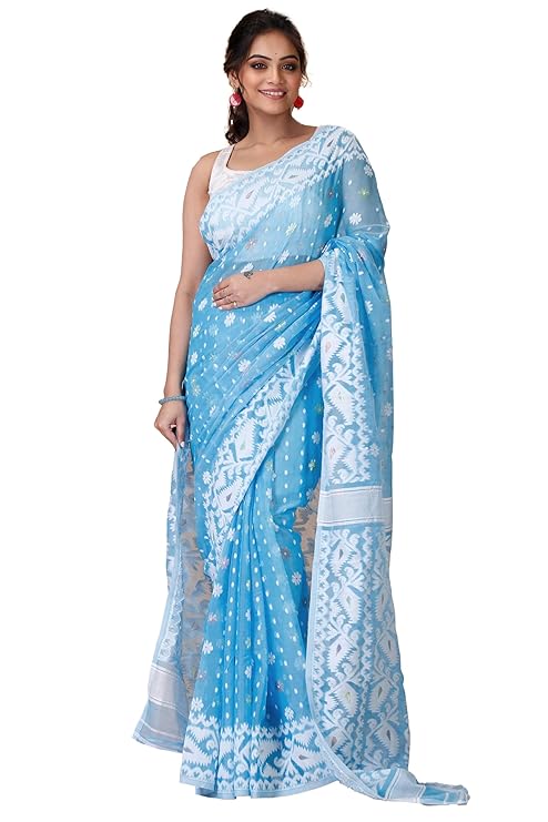 Women's Traditional Bengal Cotton Silk Soft Jamdani Saree