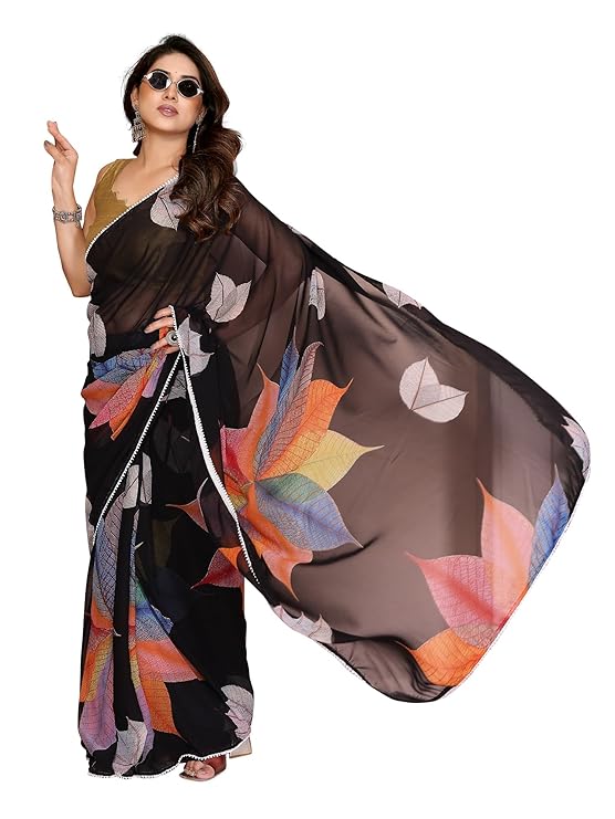 Floral Printed Georgette Saree For Women's
