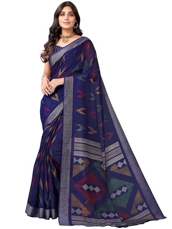 Tassel & Printed Cotton Saree with Blouse