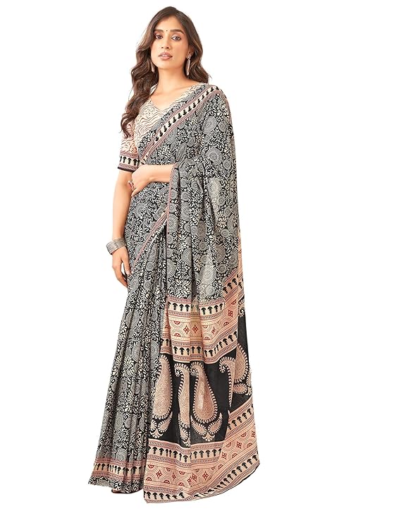 Pure Cotton Printed Saree With Unstitched Blouse Piece