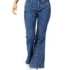 Womens Mid Rise Denim Wide Leg Jeans